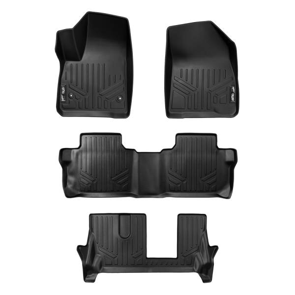 Maxliner USA - MAXLINER Custom Fit Floor Mats 3 Row Liner Set Black for 2017-2019 GMC Acadia with 2nd Row Bench Seat