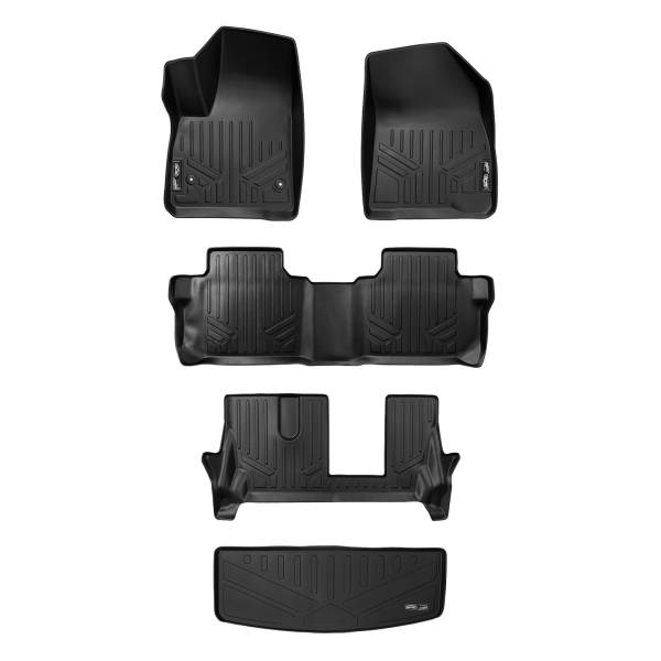 Maxliner USA - MAXLINER Custom Floor Mats 3 Rows and Cargo Liner Behind 3rd Row Set Black for 2017-2019 GMC Acadia with 2nd Row Bench Seat