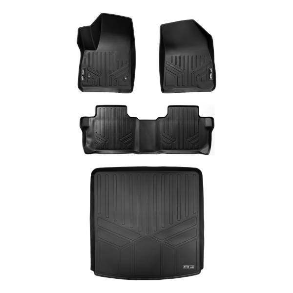 Maxliner USA - MAXLINER Custom Floor Mats 2 Rows and Cargo Liner Behind 2nd Row Set Black for 2017-2019 GMC Acadia with 2nd Row Bench Seat