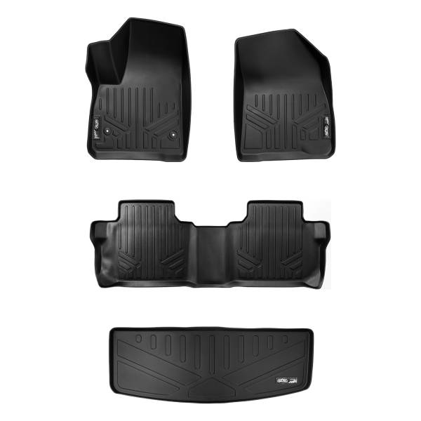 Maxliner USA - MAXLINER Custom Floor Mats 2 Rows and Cargo Liner Behind 3rd Row Set Black for 2017-2019 GMC Acadia with 2nd Row Bench Seat