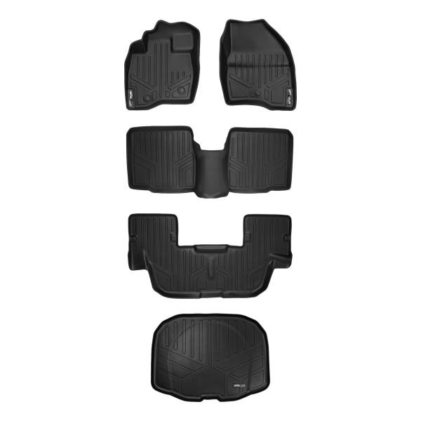 Maxliner USA - MAXLINER Custom Fit Floor Mats 3 Rows and Cargo Liner Set Black for 2017-2019 Ford Explorer without 2nd Row Center Console
