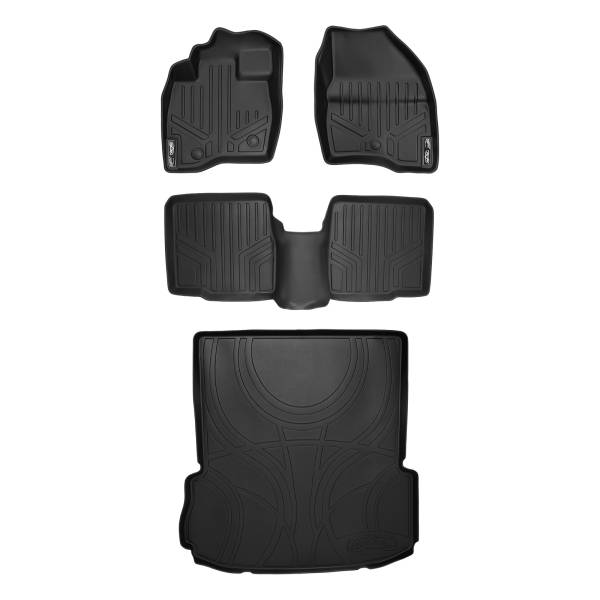 Maxliner USA - MAXLINER Custom Fit Floor Mats 2 Rows and Cargo Liner Set Black for 2017-2019 Ford Explorer without 2nd Row Center Console