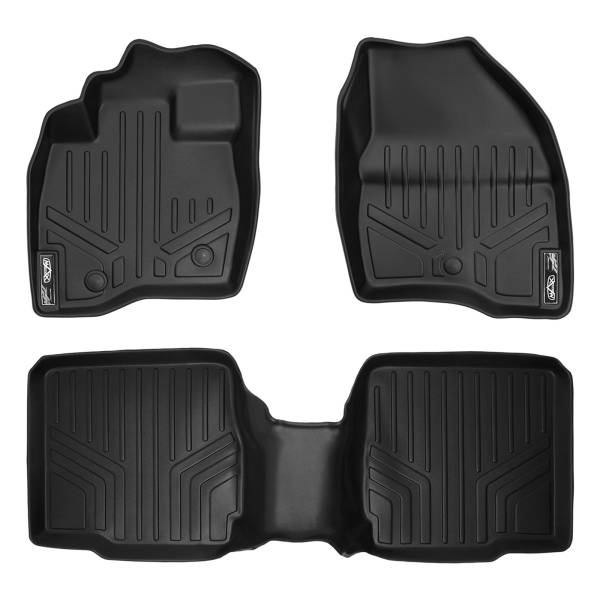 Maxliner USA - MAXLINER Custom Fit Floor Mats 2 Row Liner Set Black for 2017-2019 Ford Explorer with 2nd Row Center Console