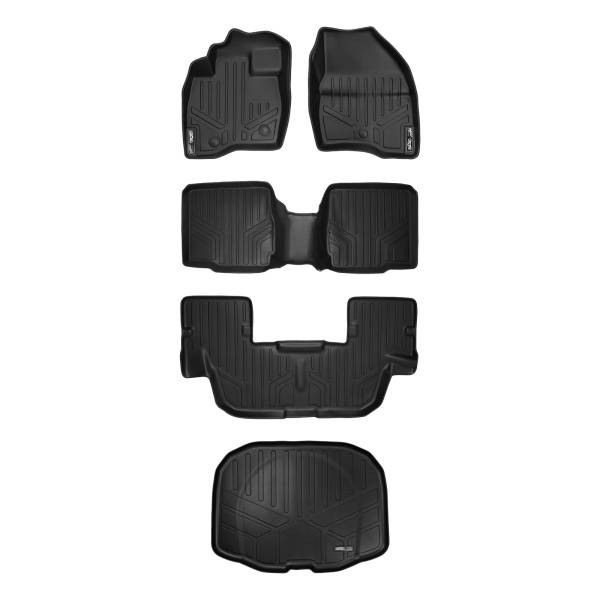 Maxliner USA - MAXLINER Custom Fit Floor Mats 3 Rows and Cargo Liner Set Black for 2017-2019 Ford Explorer with 2nd Row Center Console