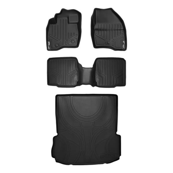 Maxliner USA - MAXLINER Custom Fit Floor Mats 2 Rows and Cargo Liner Set Black for 2017-2019 Ford Explorer with 2nd Row Center Console