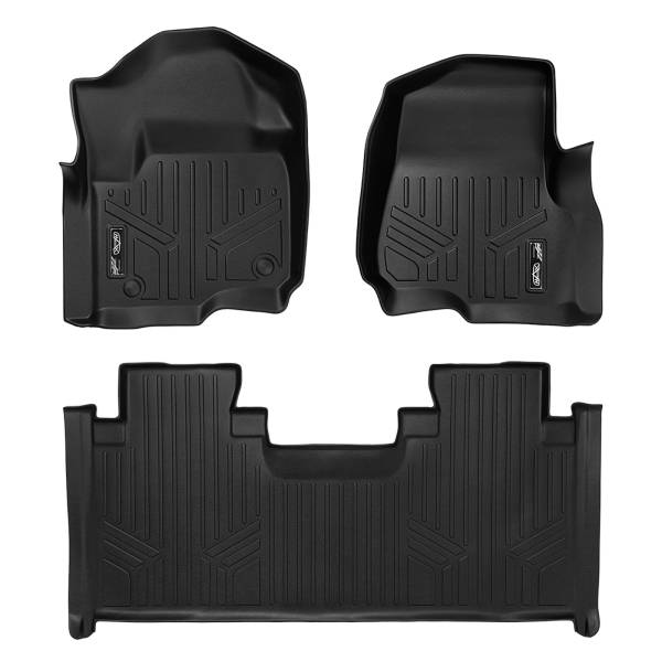 Maxliner USA - MAXLINER Custom Floor Mats 2 Row Liner Set Black for 2017-2019 Ford F-250/F-350 Super Duty SuperCab with 1st Row Bench Seat