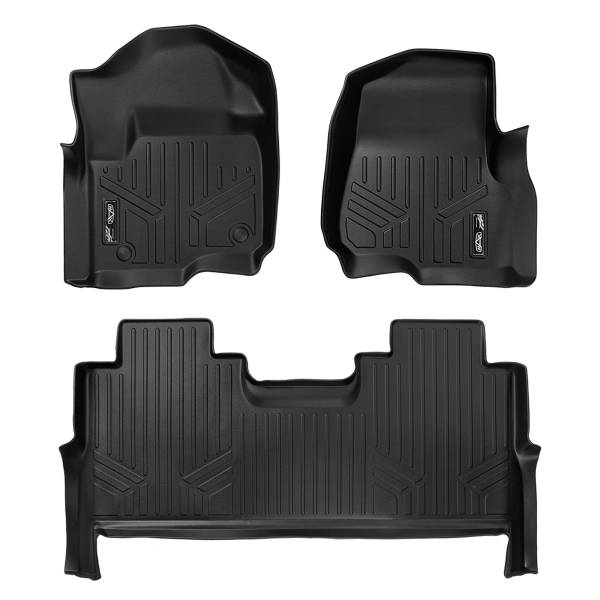 Maxliner USA - MAXLINER Floor Mats 2 Row Liner Set Black for 2017-2019 Ford F-250/F-350 Super Duty Crew Cab with 1st Row Bucket Seats