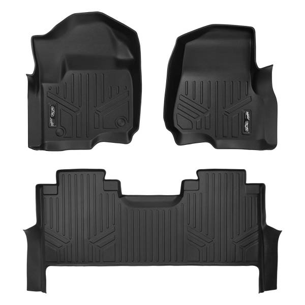 Maxliner USA - MAXLINER Custom Floor Mats 2 Row Liner Set Black for 2017-2019 Ford F-250/F-350 Super Duty Crew Cab with 1st Row Bench Seat