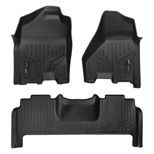 Maxliner USA - MAXLINER Custom Fit Floor Mats 2 Row Liner Set Black for 2012-2018 RAM 2500/3500 Mega Cab with Dual Front Hooks