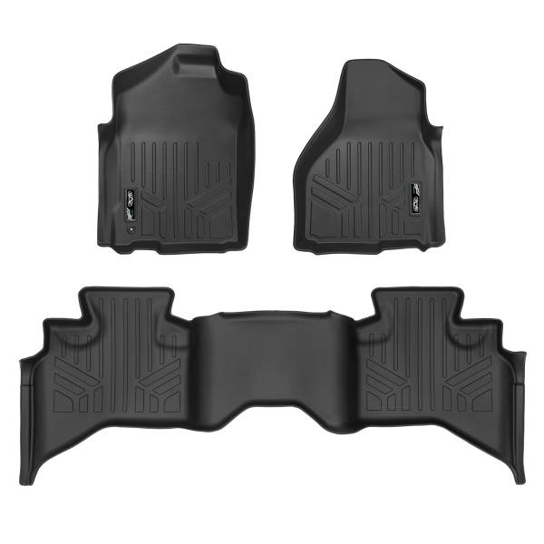 Maxliner USA - MAXLINER Custom Fit Floor Mats 2 Row Liner Set Black for 2009-2012 Dodge Ram 1500 Quad Cab (2 Smaller Rear Doors)