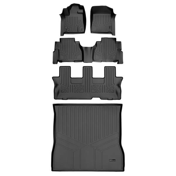 Maxliner USA - MAXLINER Custom Floor Mats (3 Rows) and Cargo Liner Behind 2nd Row Set Black for 2008-2011 Toyota Sequoia with Bench Seat