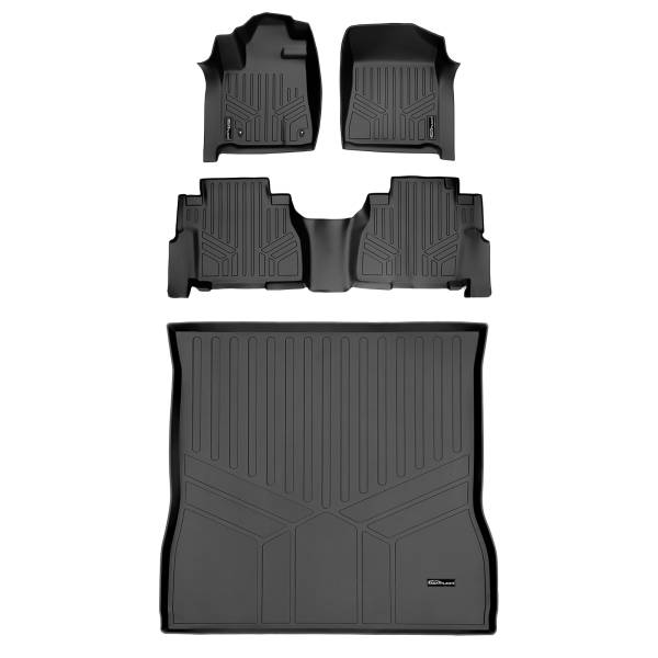 Maxliner USA - MAXLINER Custom Floor Mats (2 Rows) and Cargo Liner Behind 2nd Row Set Black for 2008-2011 Toyota Sequoia with Bench Seat