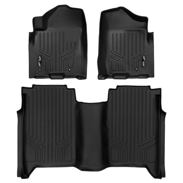 Maxliner USA - MAXLINER Custom Fit Floor Mats 2 Row Liner Set Black for 2008-2015 Nissan Titan Crew Cab (4 Full Size Doors)