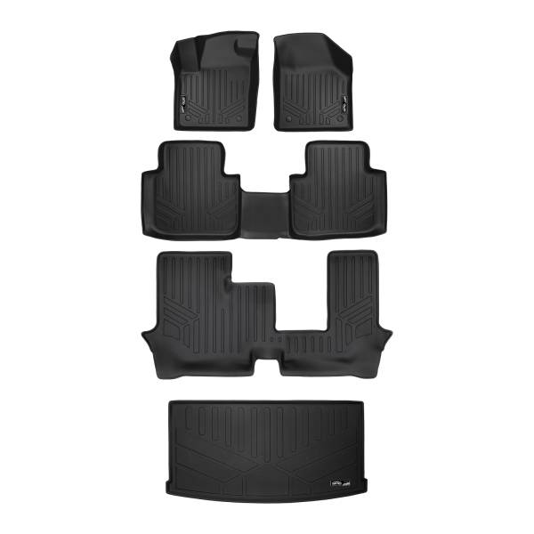 Maxliner USA - MAXLINER Floor Mats and Cargo Liner Behind 3rd Row Set Black for 2018-19 Atlas with 2nd Row Bench Seat without Fender Audio