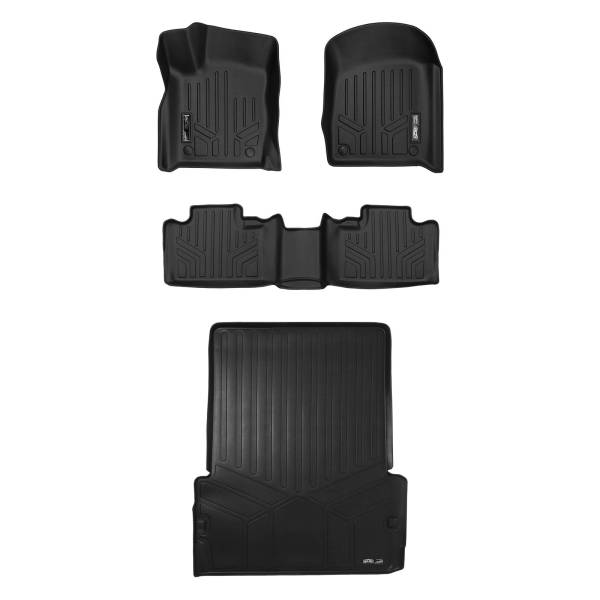 Maxliner USA - MAXLINER Floor Mats 2 Rows and Cargo Liner Behind 2nd Row Set Black for 2016-2019 Dodge Durango with 2nd Row Bench Seat