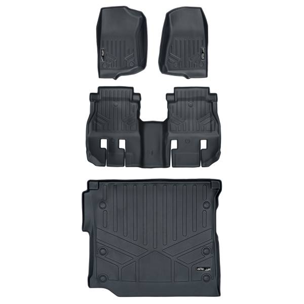 Maxliner USA - MAXLINER Custom Floor Mats 2 Rows - Cargo Liner Set Black for 18-19 Wrangler JL Unlimited with Sub and No Flat Load Floor