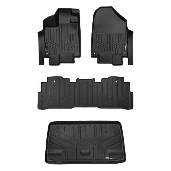 Maxliner USA - MAXLINER Custom Fit Floor Mats 2 Rows and Cargo Liner Behind 3rd Row Set Black for 2018-2019 Honda Odyssey