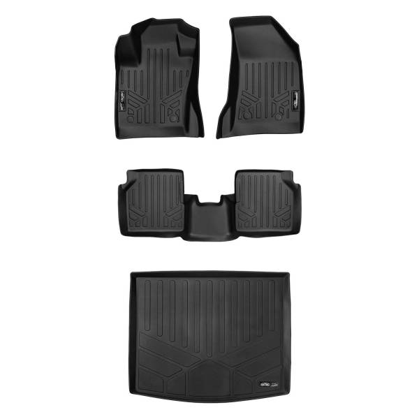 Maxliner USA - MAXLINER Floor Mats 2 Rows - Cargo Liner Set Black for 2017-2019 Compass with Dual Driver Side Floor Hooks (New Body Style)