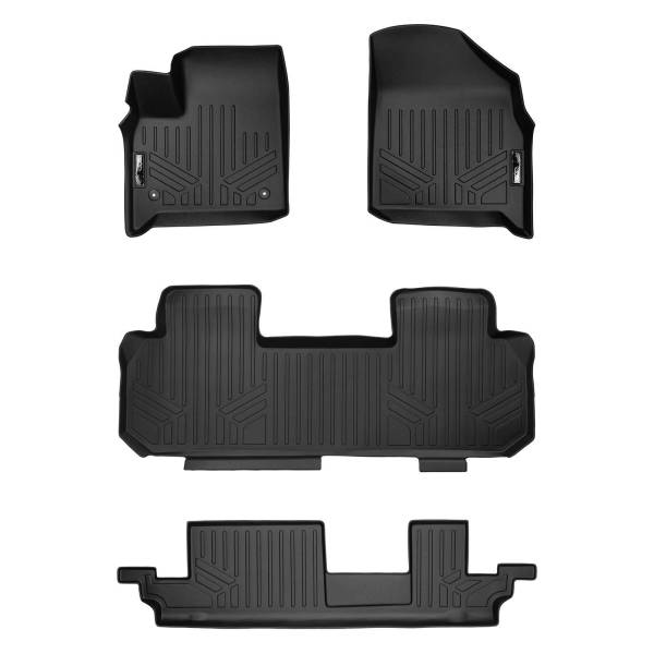 Maxliner USA - MAXLINER Custom Fit Floor Mats 3 Row Liner Set Black for 2018-2019 Chevrolet Traverse with 2nd Row Bench Seat