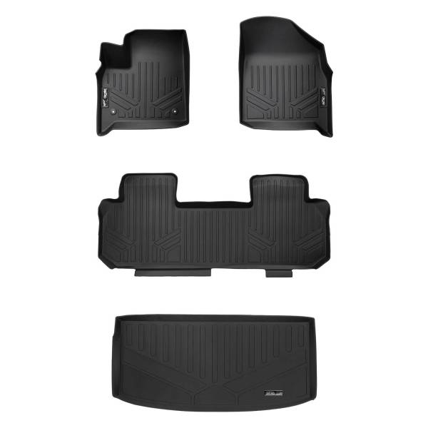 Maxliner USA - MAXLINER Floor Mats 2 Rows - Cargo Liner Behind 3rd Row Set Black for 2018-2019 Chevrolet Traverse with 2nd Row Bench Seat
