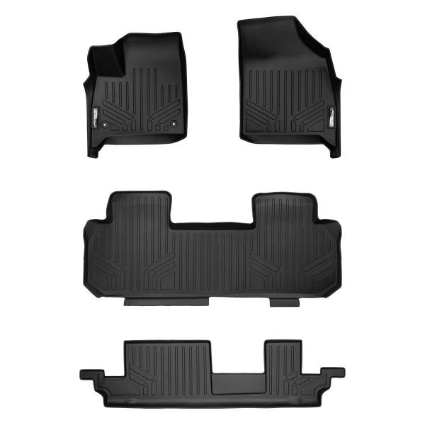 Maxliner USA - MAXLINER Custom Fit Floor Mats 3 Row Liner Set Black for 2018-2019 Buick Enclave with 2nd Row Bench Seat