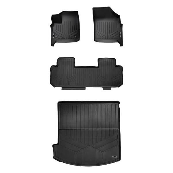 Maxliner USA - MAXLINER Floor Mats 2 Rows and Cargo Liner Behind 2nd Row Set Black for 2018-2019 Buick Enclave with 2nd Row Bench Seat