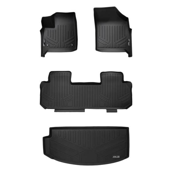 Maxliner USA - MAXLINER Floor Mats 2 Rows and Cargo Liner Behind 3rd Row Set Black for 2018-2019 Buick Enclave with 2nd Row Bench Seat
