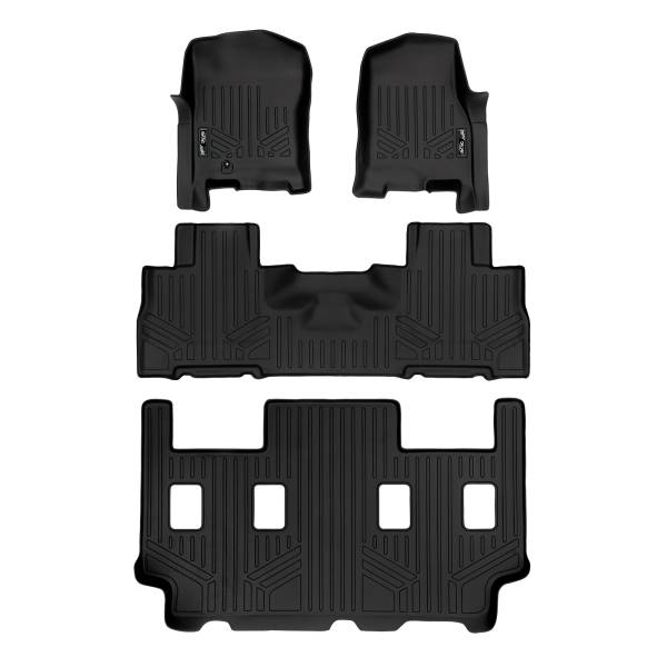Maxliner USA - MAXLINER Floor Mats 3 Row Liner Set Black for 07-10 Expedition EL / Navigator L with 2nd Row Bucket Seats without Console
