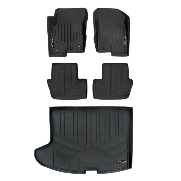 Maxliner USA - MAXLINER Custom Floor Mats 2 Rows and Cargo Liner Set Black for 2017 Jeep Patriot with 1st Row Dual Driver Side Floor Hooks