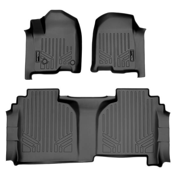 Maxliner USA - MAXLINER Custom Floor Mats 2 Row Liner Set Black for 2019 Silverado/Sierra 1500 Double Cab without Rear Underseat Toolbox