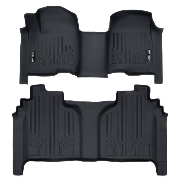 Maxliner USA - MAXLINER Custom Fit Floor Mats 2 Row Liner Set Black for 2019 Silverado/Sierra 1500 Crew Cab with 1st Row Bench Seat