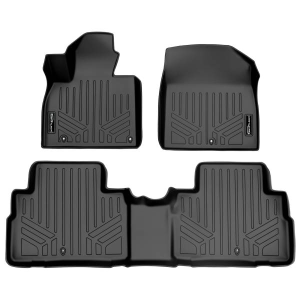 Maxliner USA - MAXLINER Custom Fit Floor Mats 2 Row Liner Set Black for 2020 Kia Telluride with 2nd Row Bench Seat