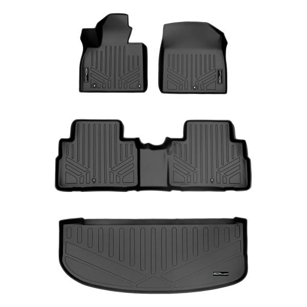 Maxliner USA - MAXLINER Custom Floor Mats 2 Rows and Cargo Liner Behind 3rd Row Set Black for 2020 Kia Telluride with 2nd Row Bench Seat