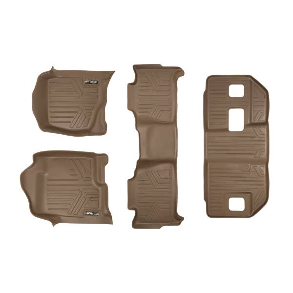 Maxliner USA - MAXLINER Custom Fit Floor Mats 3 Row Liner Set Tan for 2007-2014 Chevrolet Suburban / GMC Yukon XL and Denali XL