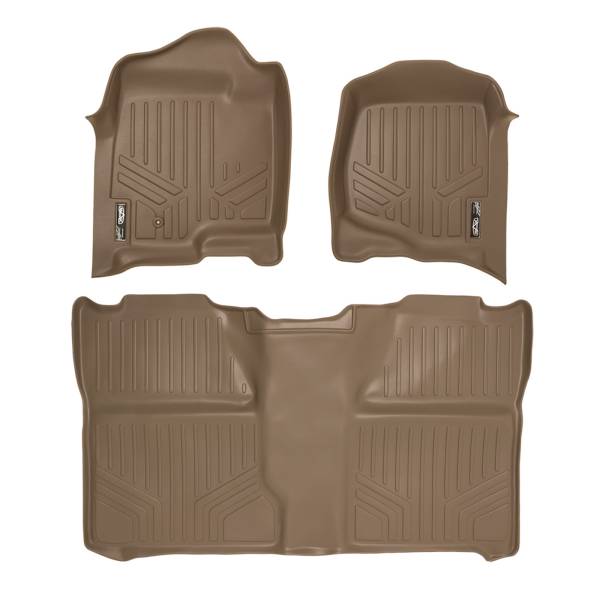 Maxliner USA - MAXLINER Floor Mats 2 Row Liner Set Tan for 2007-2013 Silverado/Sierra 1500 Crew Cab - 2007-2014 2500/3500 HD Crew Cab