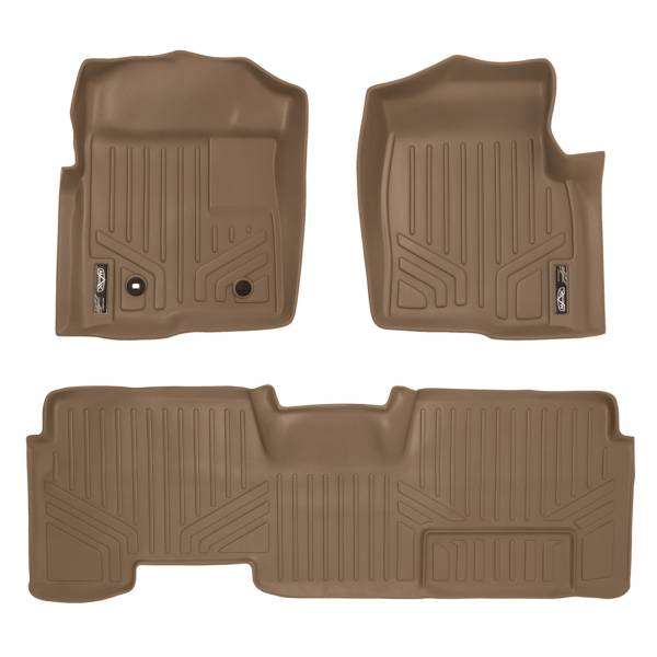 Maxliner USA - MAXLINER Custom Fit Floor Mats 2 Row Liner Set Tan for 2009-2010 Ford F-150 SuperCab with Flow-Through Center Console