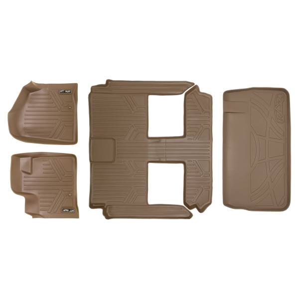 Maxliner USA - MAXLINER Floor Mats 3 Rows and Cargo Liner Behind 3rd Row Set Tan for 2008-2019 Caravan / Town & Country (Stow'n Go Only)
