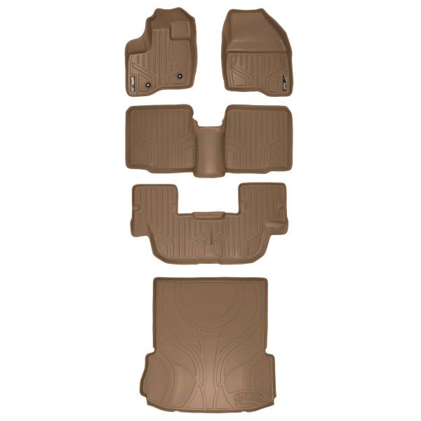 Maxliner USA - MAXLINER Floor Mats 3 Rows and Cargo Liner Behind 2nd Row Set Tan for 2011-2014 Explorer without 2nd Row Center Console