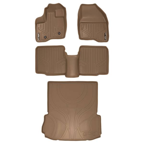 Maxliner USA - MAXLINER Floor Mats 2 Rows and Cargo Liner Behind 2nd Row Set Tan for 2011-2014 Explorer without 2nd Row Center Console