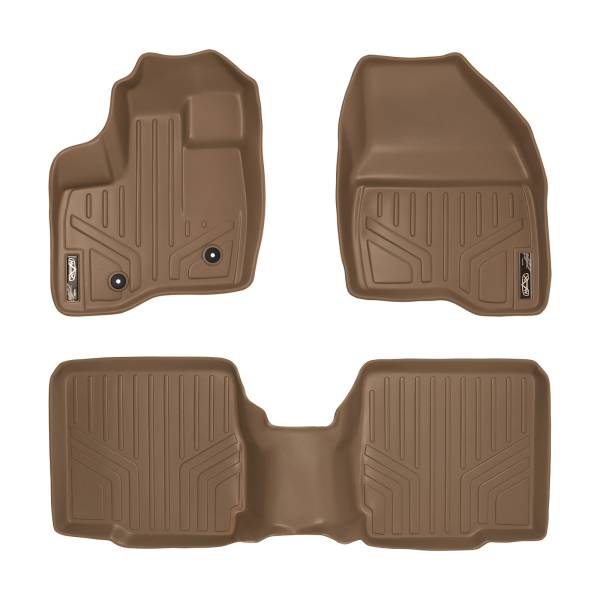 Maxliner USA - MAXLINER Custom Fit Floor Mats 2 Row Liner Set Tan for 2011-2014 Ford Explorer with 2nd Row Center Console