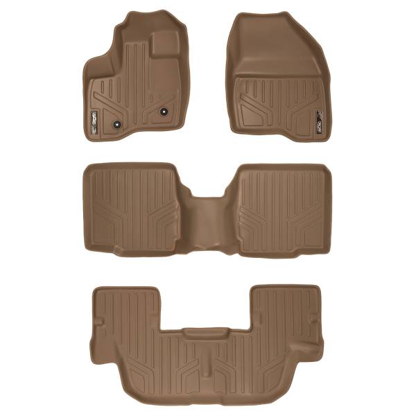 Maxliner USA - MAXLINER Custom Fit Floor Mats 3 Row Liner Set Tan for 2011-2014 Ford Explorer with 2nd Row Center Console