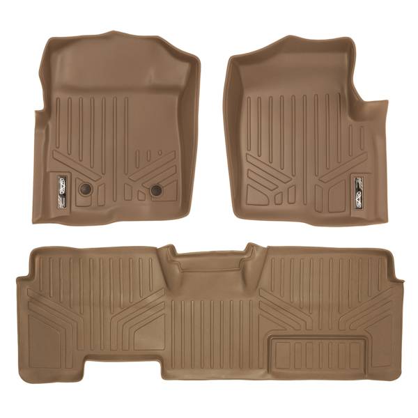 Maxliner USA - MAXLINER Custom Fit Floor Mats 2 Row Liner Set Tan for 2011-2014 Ford F-150 SuperCab Non Flow Center Console