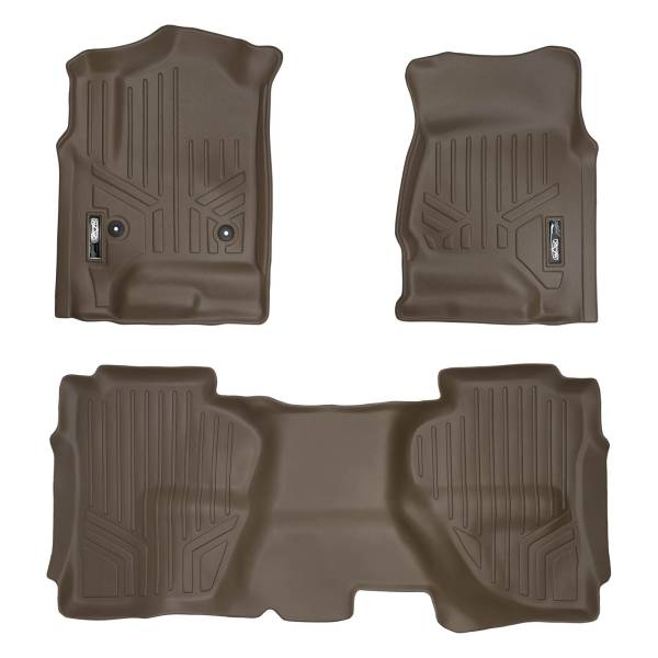 Maxliner USA - MAXLINER Custom Fit Floor Mats 2 Row Liner Set Tan for Double Cab 2014-2018 Silverado/Sierra 1500 - 2015-2019 2500/3500 HD