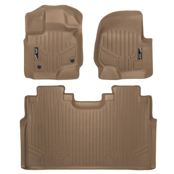 Maxliner USA - MAXLINER Custom Fit Floor Mats 2 Row Liner Set Tan for 2015-2019 Ford F-150 SuperCrew Cab with 1st Row Bucket Seats