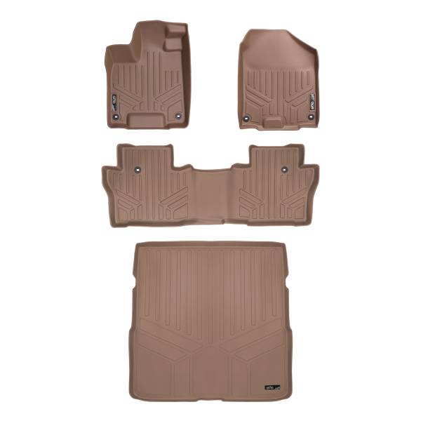 Maxliner USA - MAXLINER Custom Fit Floor Mats 2 Rows and Cargo Liner Behind 2nd Row Set Tan for 2016-2019 Honda Pilot