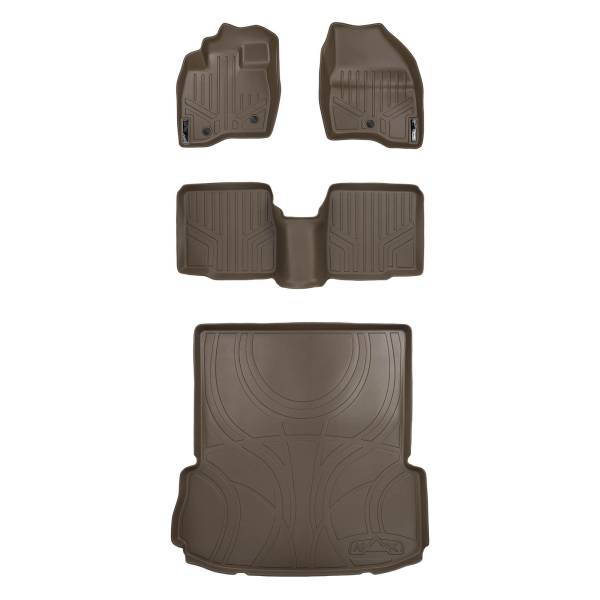 Maxliner USA - MAXLINER Custom Fit Floor Mats 2 Rows and Cargo Liner Set Tan for 2017-2019 Ford Explorer without 2nd Row Center Console