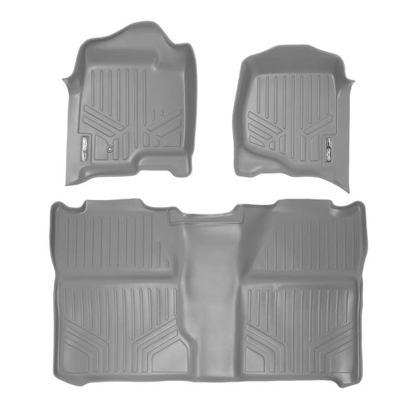 Maxliner USA - MAXLINER Floor Mats 2 Row Liner Set Grey for 2007-2013 Silverado/Sierra 1500 Crew Cab - 2007-2014 2500/3500 HD Crew Cab