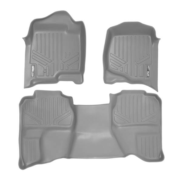 Maxliner USA - MAXLINER Custom Fit Floor Mats 2 Row Liner Set Grey for 2007-2013 Silverado/Sierra 1500/2500/3500 HD Extended Cab