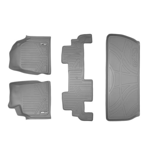 Maxliner USA - MAXLINER Custom Floor Mats 2 Rows and Cargo Liner Behind 3rd Row Set Grey for Traverse / Enclave with 2nd Row Bench Seat