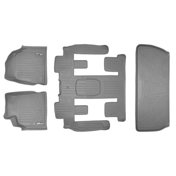 Maxliner USA - MAXLINER Custom Floor Mats 3 Rows and Cargo Liner Behind 3rd Row Set Grey for Traverse / Enclave with 2nd Row Bucket Seats